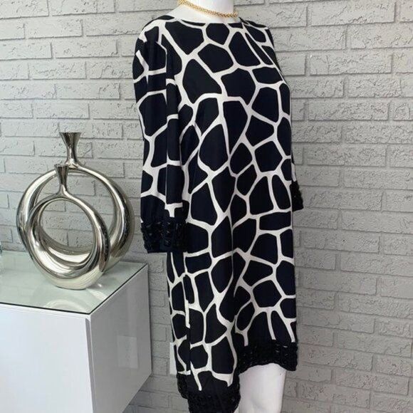 MICHAEL Michael Kors Women Silk Beaded Cuffs Giraffe Print Dress Size M - Picture 6 of 11